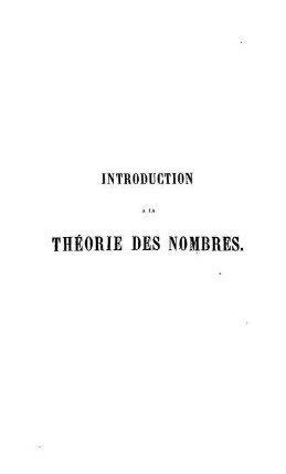 Introduction à la théorie des nombres