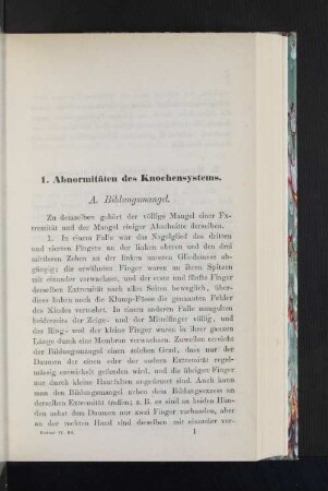 I. Abnormitäten des Knochensystems.