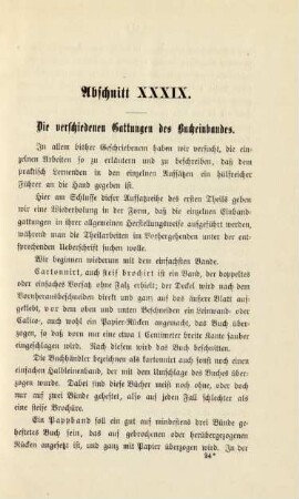 Abschnitt XXXIX. Die verschiedenen Gattungen des Bucheinbandes
