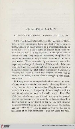 Chapter XXXIV: Climate of the Nile – A chapter for invalids