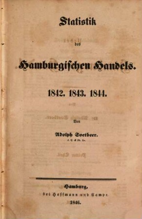 Ueber Hamburgs Handel. 3, Statistik des Hamburgischen Handels : 1842. 1843. 1844.