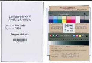 Entnazifizierung Heinrich Van Bergen , geb. 12.05.1898 (Lehrer)