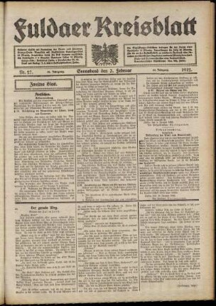 Zweite Ausgabe vom Samstag, den 03. Februar 1912.