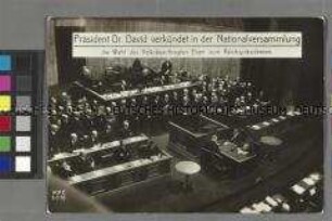 Bekanntgabe der Wahl Friedrich Eberts zum Reichspräsidenten in der Nationalversammlung