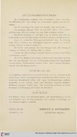 Auctions-Bedingungen / Besichtigung / Aufträge