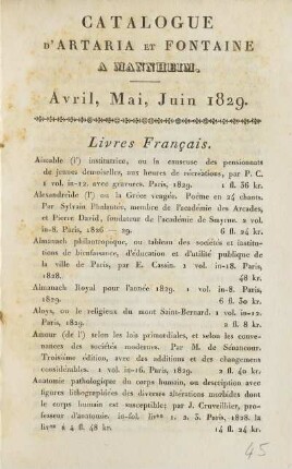 Avril, Mai, Juin 1829