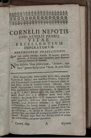 Cornelii Nepotis Vitae Excellentium Imperatorum.