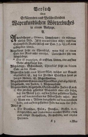 Versuch eines Erklärenden und Beschreibenden Wapenkundlichen Wörterbuchs ...