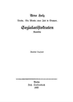 Sozialaristokraten : Komödie