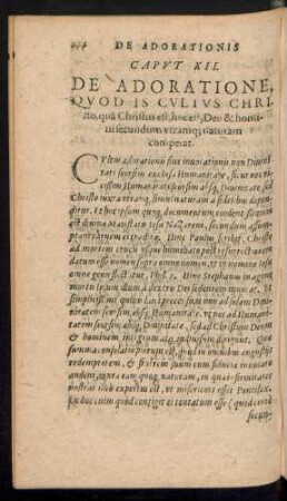 Caput XII. De Adoratione, Quod is Cultus Christo ...