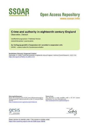 Crime and authority in eighteenth century England