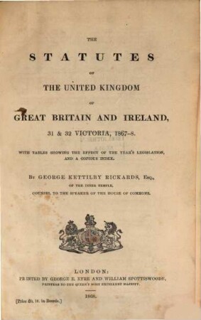 A Collection of the public general statutes. 1867/68 (1868)
