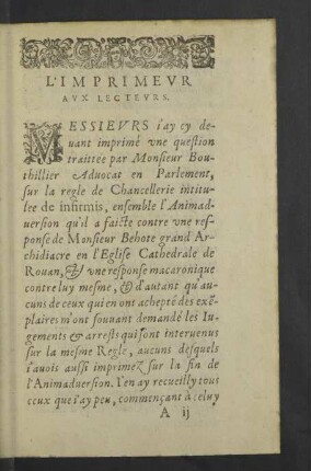 L'imprimeur aux lecteurs.