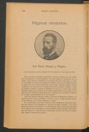 Páginas olvidadas. : [Biografía de] José María Vergara y Vergara.