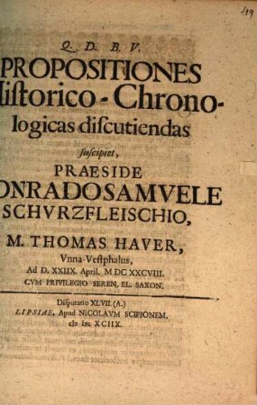 Propositiones hist. chronol. : [de olympiadib.]