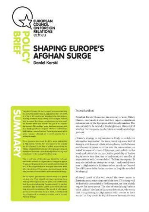 Shaping Europe's Afghan surge