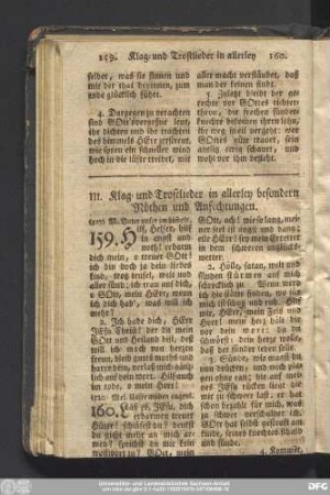 III. Klag- und Trostlieder in allerley besondern Nöthen und Anfechtungen.