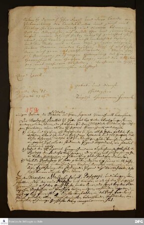 Gründe für eine Berufung von Johann Daniel Herrnschmidt an die Universität Halle und die Glauchaschen Anstalten, gerichtet an Georg August Samuel v. Nassau-Idstein.