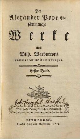 Des Alexander Pope Esq. sämmtliche Werke, 1