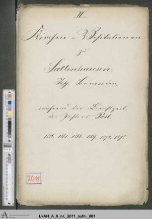 Sattenhausen (reformierte Kirchengemeinde): Visitationsakten