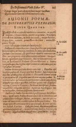 Ausonii Popmae. De Differentiis Verborum, Liber Quartus.