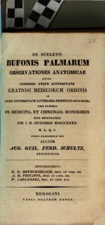 De sceleto bufonis palmarum observationes anatomicae