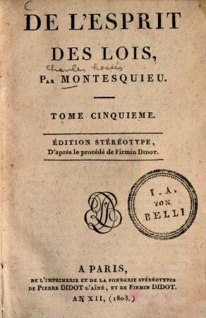 De l'esprit des lois, Tome Cinquieme