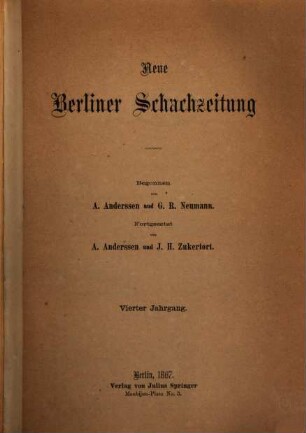 Neue Berliner Schachzeitung. 4. 1867