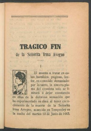 Trágico fin de la Señorita Irma Avegno