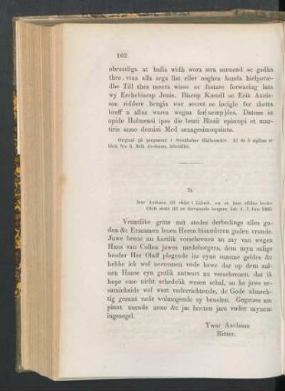 79. [Ivar Axelsson till rådet i Lübeck om en hans aflidne broders, Olofs skuld till en borgare, dat. d. 1 Juni 1465.]