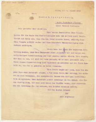 Brief an Heinrich Spangenberg : 06.08.1920