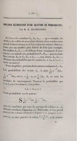 Solution élémentaire d'une question de probabilités.