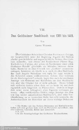 VIII. Das Geithainer Stadtbuch von 1381 bis 1481