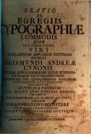 Oratio de egregiis typographiae commodis