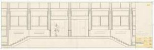 Hochschulbibliothek, Karlsruhe Neubau: Haupteingang Vordach, Außenansicht, Podest, Längsschitt, 1:20