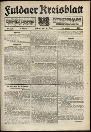 Ausgabe vom Freitag, den 16. Juni 1911.