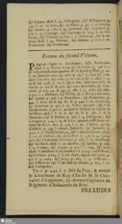 Errata du second Volume