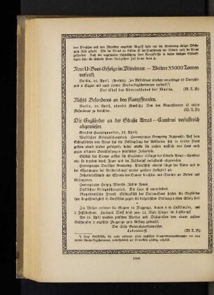 Die Engländer an der Straße Arras - Cambrai verlustreich abgewiesen.