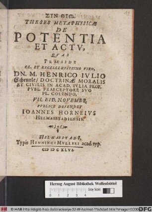 Theses Metaphysicae De Potentia Et Actu