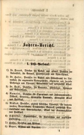 Jahresbericht der Königlichen Central-Thierarznei-Schule zu München. 1860