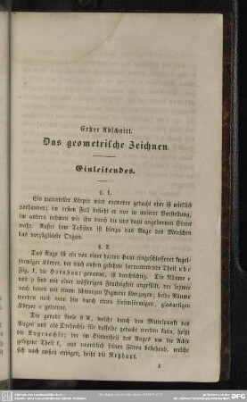 Erster Abschnitt. Das geometrische Zeichnen