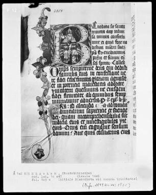 Missale des Petrus Crüger — Initiale B (enedicta sit Sancta Trinitatis), Folio 109verso
