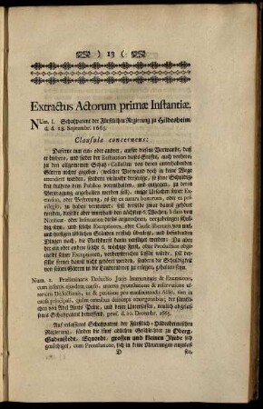 Extractus Actorum primæ Instantiæ
