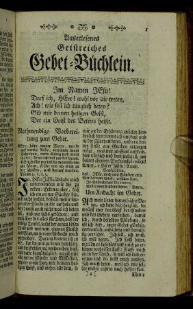 Auserlesenes Geistreiches Gebet-Büchlein.