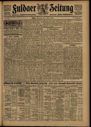 Zweite Ausgabe vom Mittwoch, den 01. April 1903.