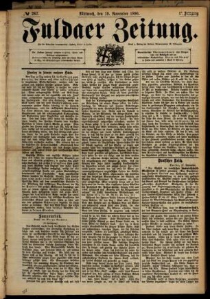 Ausgabe vom Mittwoch, den 19. November 1890.