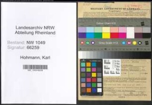Entnazifizierung Karl Hohmann , geb. 09.06.1890 (Ingenieur)