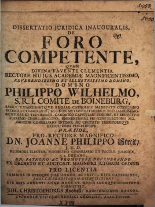 Dissertatio Juridica Inauguralis, De Foro Competente