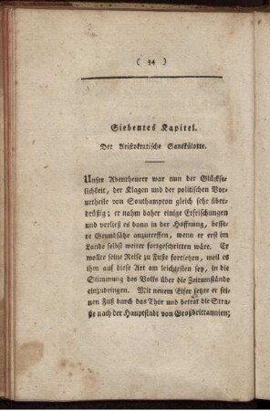 Siebentes Kapitel. Der Aristokratische Sanskülotte.