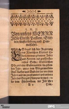 Von unsers Herrn Jesu Christi Passion, Sterben, Aufferstehung und Himmelfahrt.